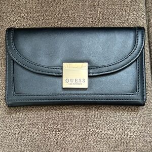 Guess Elegant Black Wallet with Gold Accent